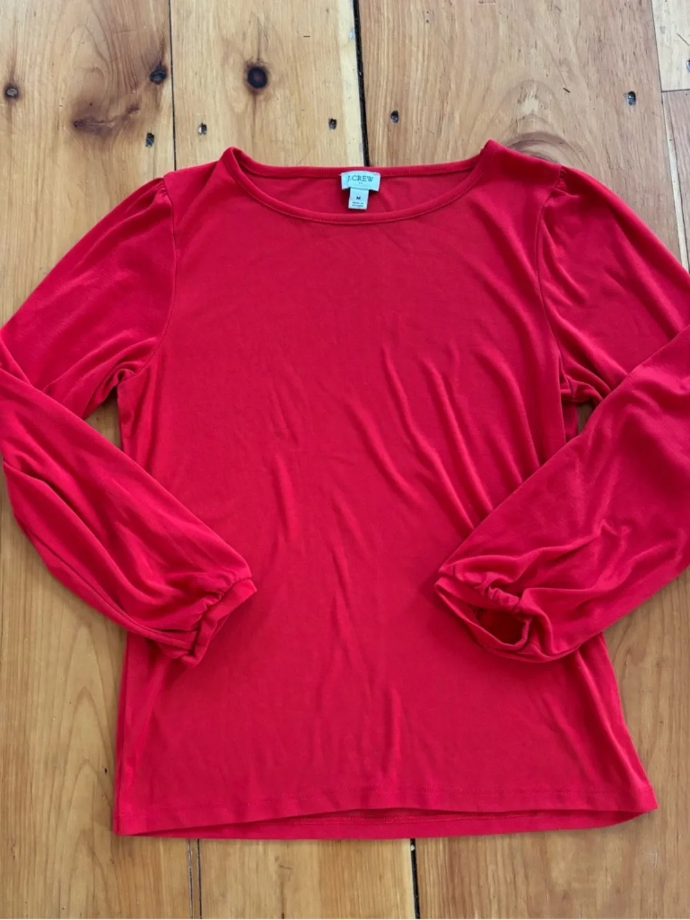 J.Crew Red Puff Sleeve Long Sleeve Top Size M